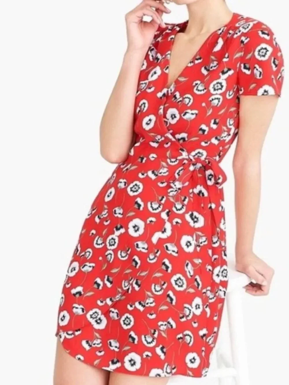 J. Crew Wrap Dress Size 10 Floral Short Sleeves Cottagecore L6954 Lightweight